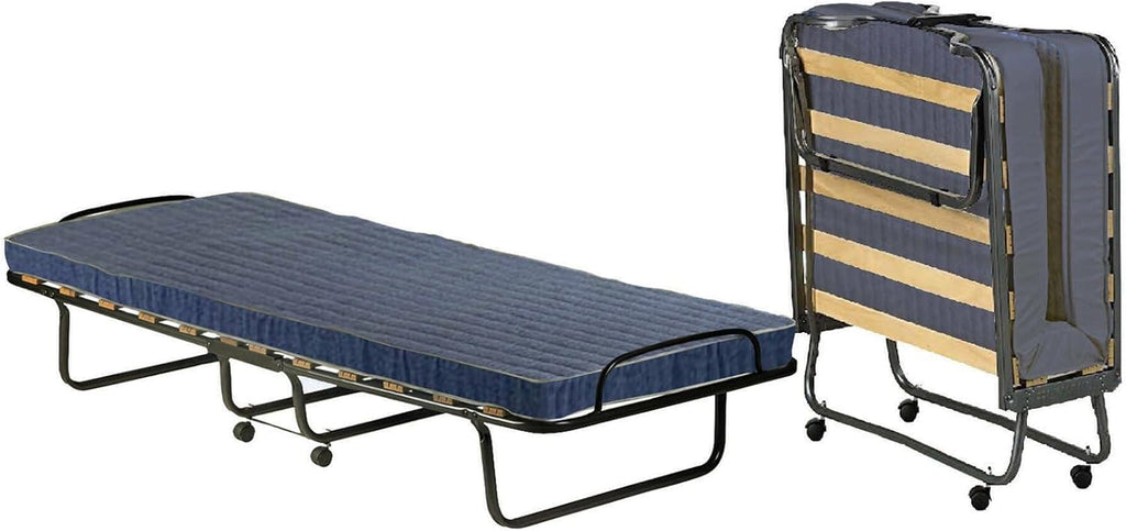 Dmora Lit pliant avec sommier à lattes et matelas, mesure 190x80x30 cm