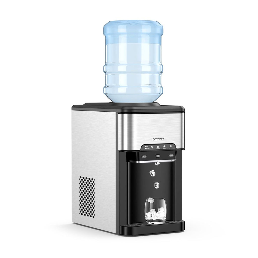 Machine à Glaçons 3 en 1 avec Distributeur d'Eau Froide/Chaude 20 kg en 24h Cube de Glace 6-13 min pour Maison Bureau Bar