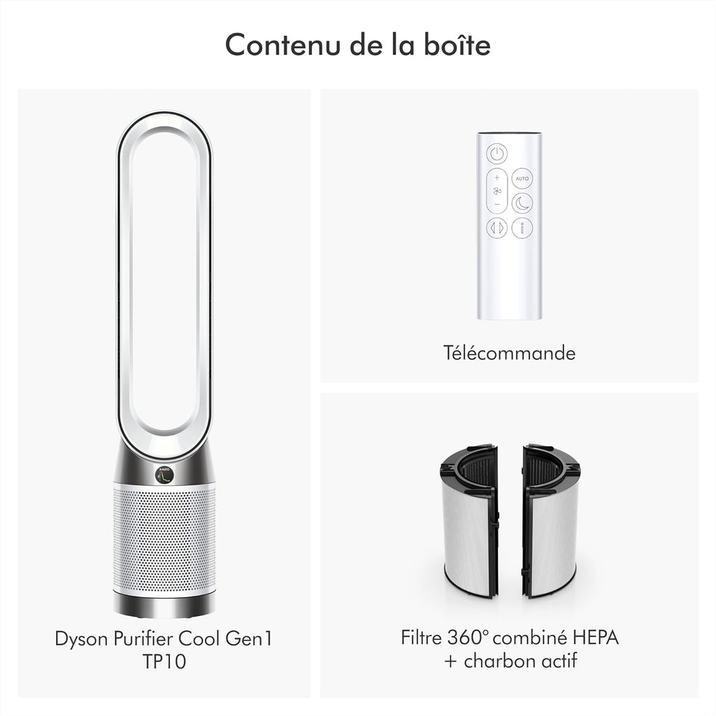 Dyson Purifier Cool Gen1 Purificateur d’air et ventilateur TP10 – purification puissante, flux d’air rafraîchissant (Blanc)