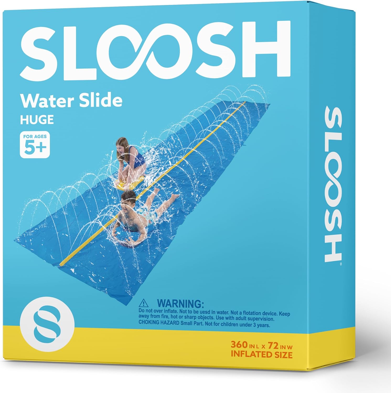 Sloosh Grand Toboggan Aquatique 914,4 x 182,8 cm, Toboggan pour pelouse avec arroseur intégré et 2 Planches gonflables pour Glisser, Les fêtes d'été, Jardin, pelouse et Jeux d'eau en extérieur