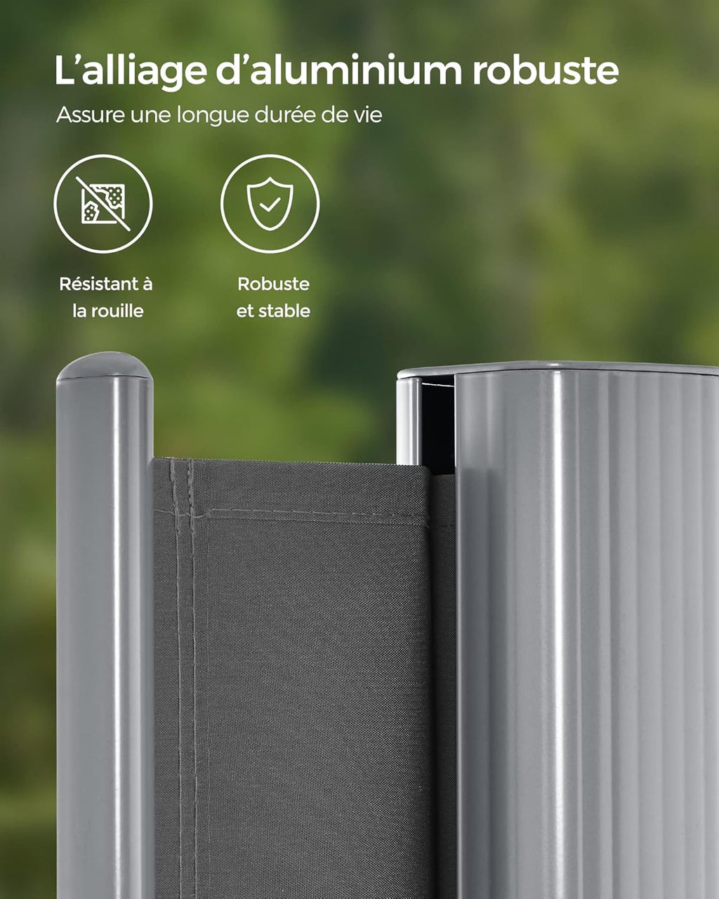 SONGMICS Store latéral en Aluminium Extensible 160 x 350 cm, Brise-Vue, Protection Solaire, occultant, pour Balcon, terrasse, Jardin, Anthracite GSA165G