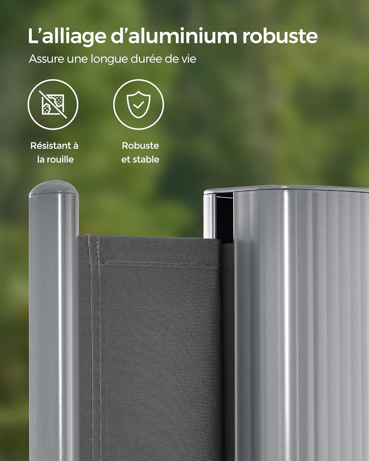 SONGMICS Store latéral en Aluminium Extensible 160 x 350 cm, Brise-Vue, Protection Solaire, occultant, pour Balcon, terrasse, Jardin, Anthracite GSA165G