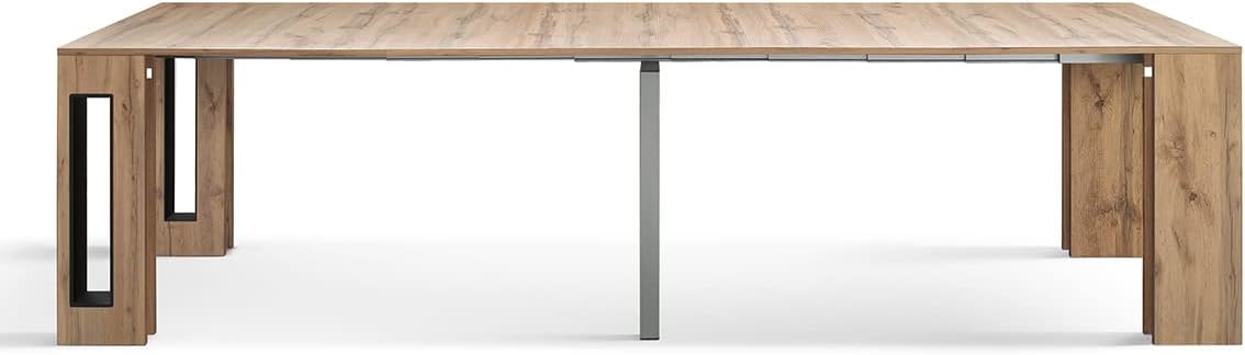 PAZZO DESIGN, Table Console Extensible avec Porte Rallonges Elvire, Chêne Rustique, Jusqu'à 12 Places, Table Console Cuisine, Made in Italy, De 45 à 300 cm - id_1931