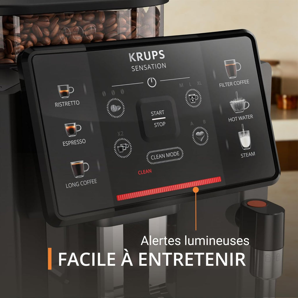 Sensation C50,Machine à café grains,5 Boissons en accès direct,Interface tactile couleur,Facile à utiliser,Nettoyage sans effort,Buse manuelle Cappuccino,Fabriqué en France EA910810 -