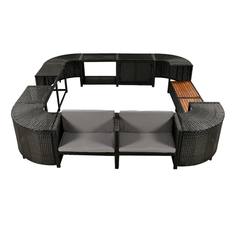 Spa Surround Spa Frame Quadrilateral Outdoor Rattan Sectional Sofa Set