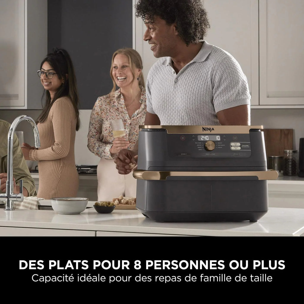 NINJA FlexDrawer air fryer 10.4L, 7-en-1, séparateur, lavable, noir/cuivre AF500EUCP