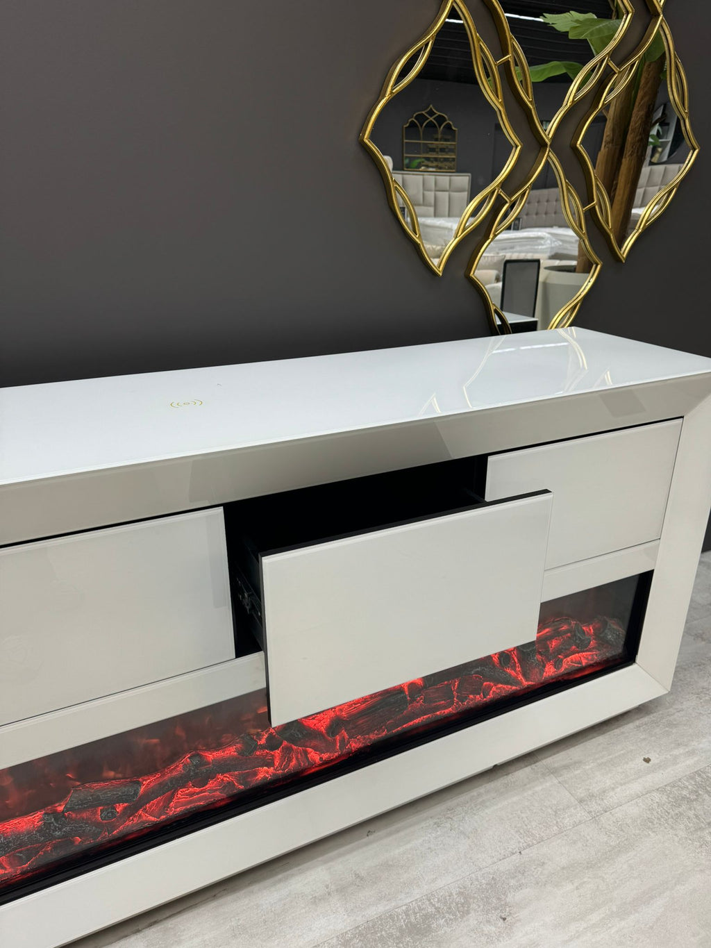 Cheminée Électrique Connectée 200 cm – Bluetooth Intégré – Design Contemporain