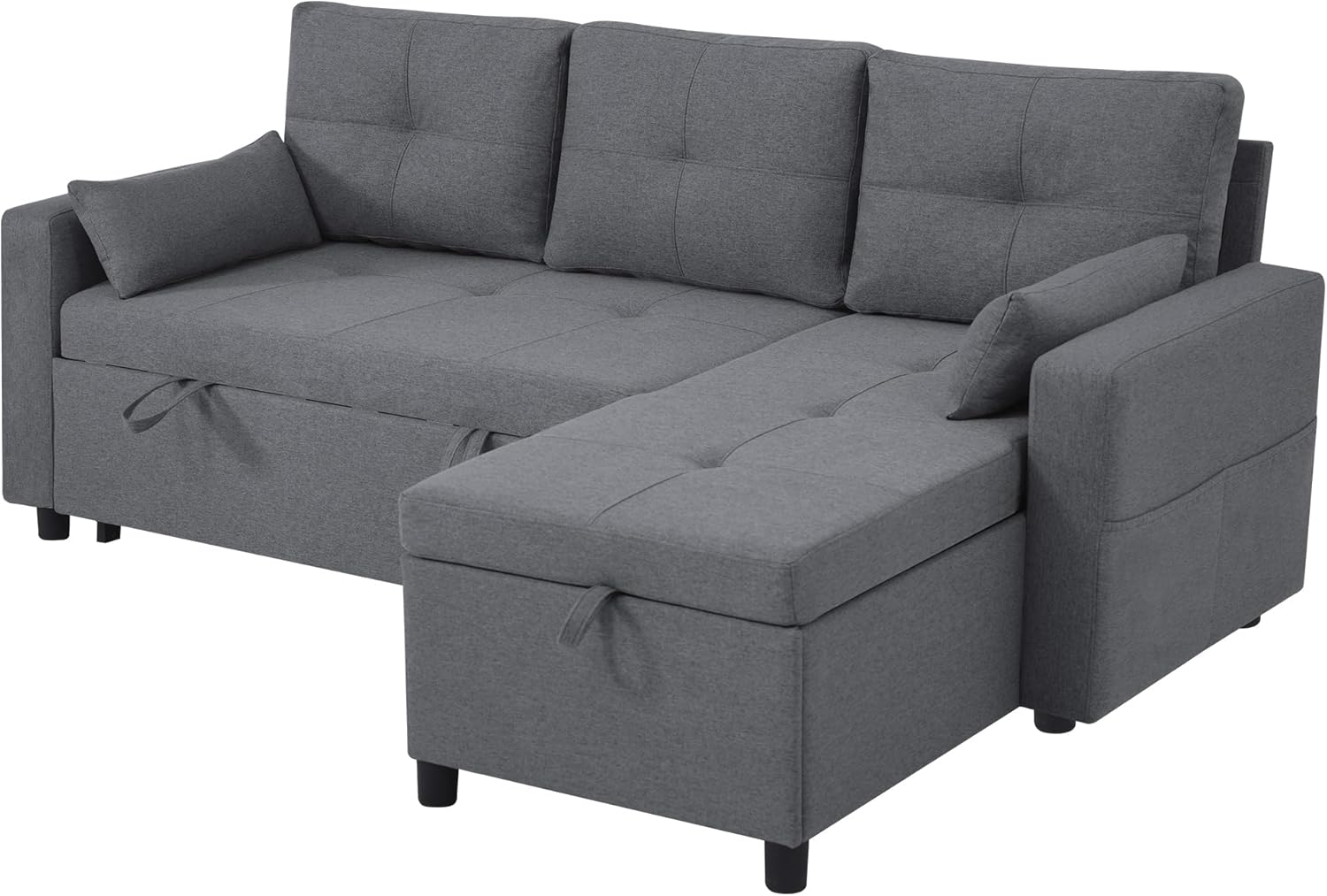 Canapé Convertible en Forme de L,canape lit 2 Places Convertible Gris,canapé 3 Places lit gigogne avec Fonction Couchage,équipé d'un Espace de Rangement