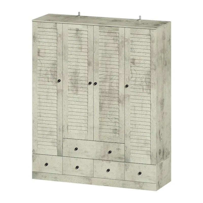 Wardrobe Armoire Closet 59W Large Freestanding Wardrobe Cabinet White