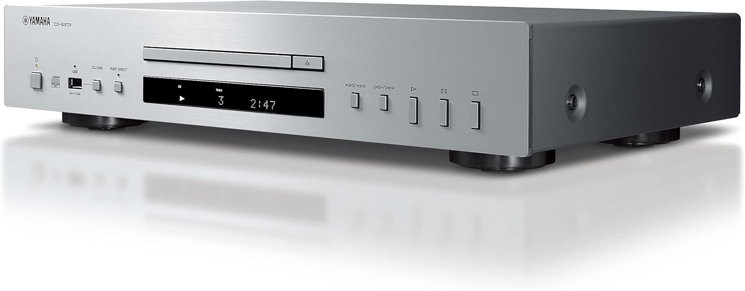 Yamaha CD-S303 lecteur CD avec Convertisseur Numérique-Analogique haute performance 24 bits/192 kHz, mode Pure Direct, Port USB, compatible Hi-Res Audio, Argent