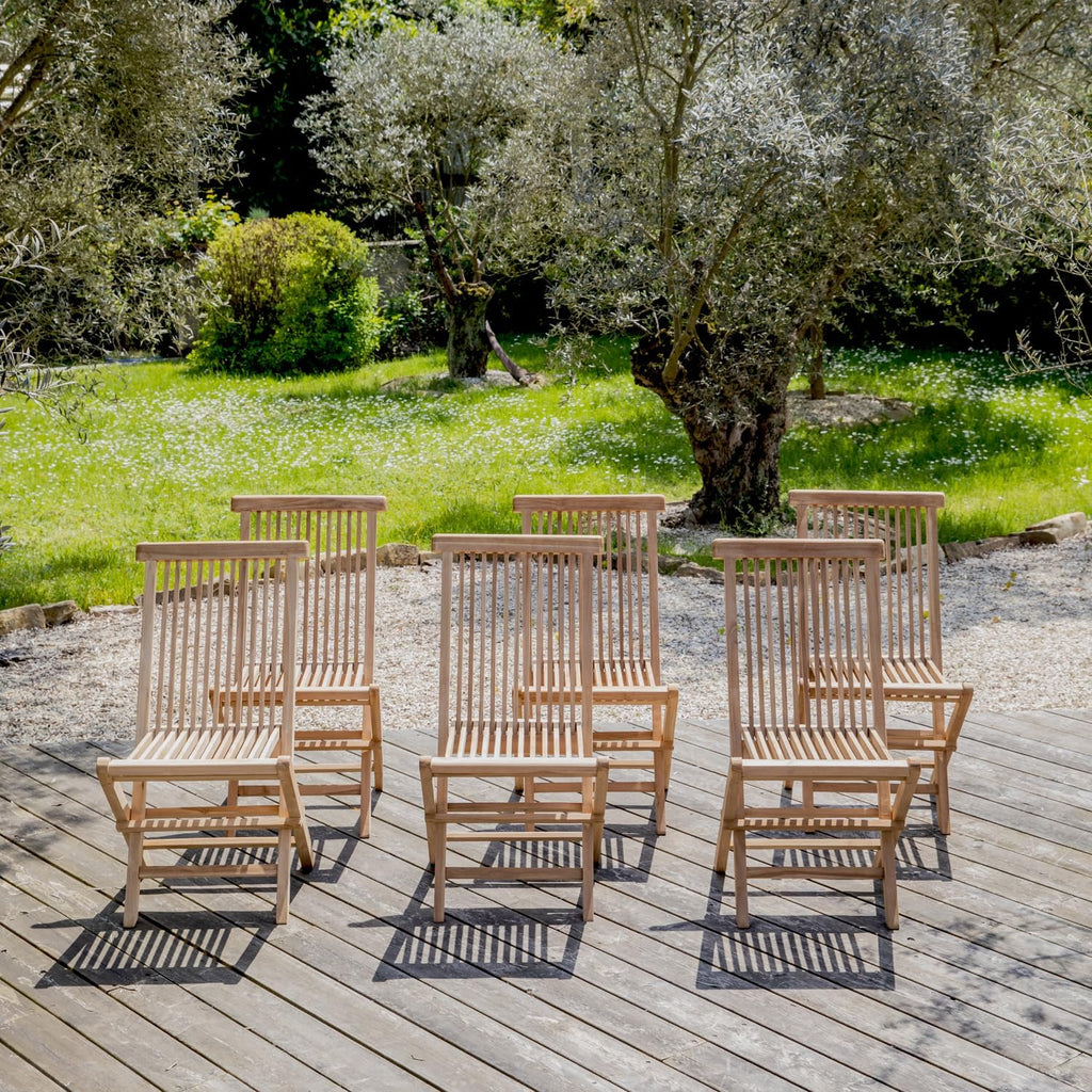 Happy Garden Lot de 6 chaises de Jardin Pliantes en Teck Lombok.