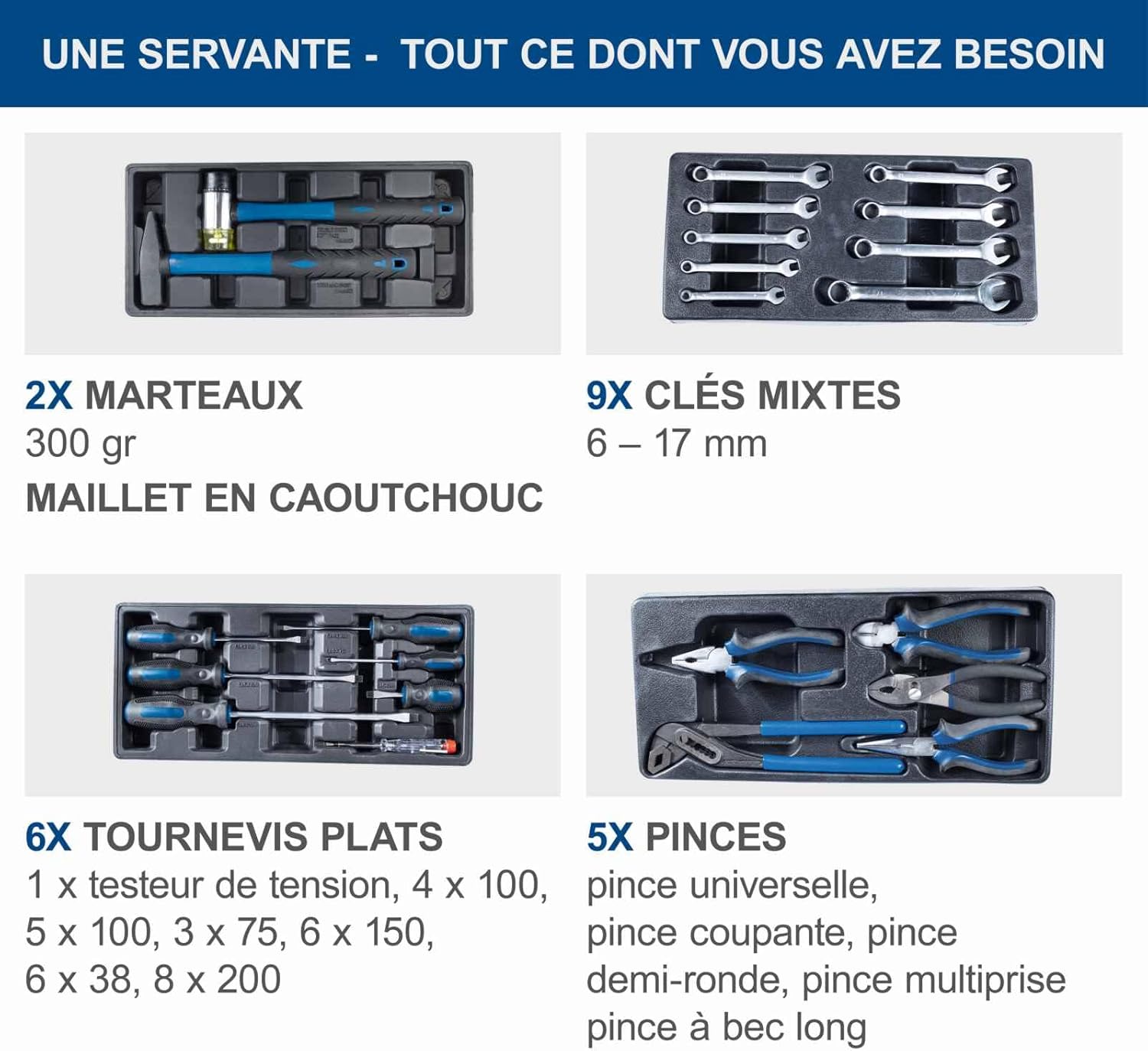 Scheppach Servante d'atelier Toute équipée TW1100-70 Outils - 4 roulettes - verrouillable et Mobile - 7 tiroirs