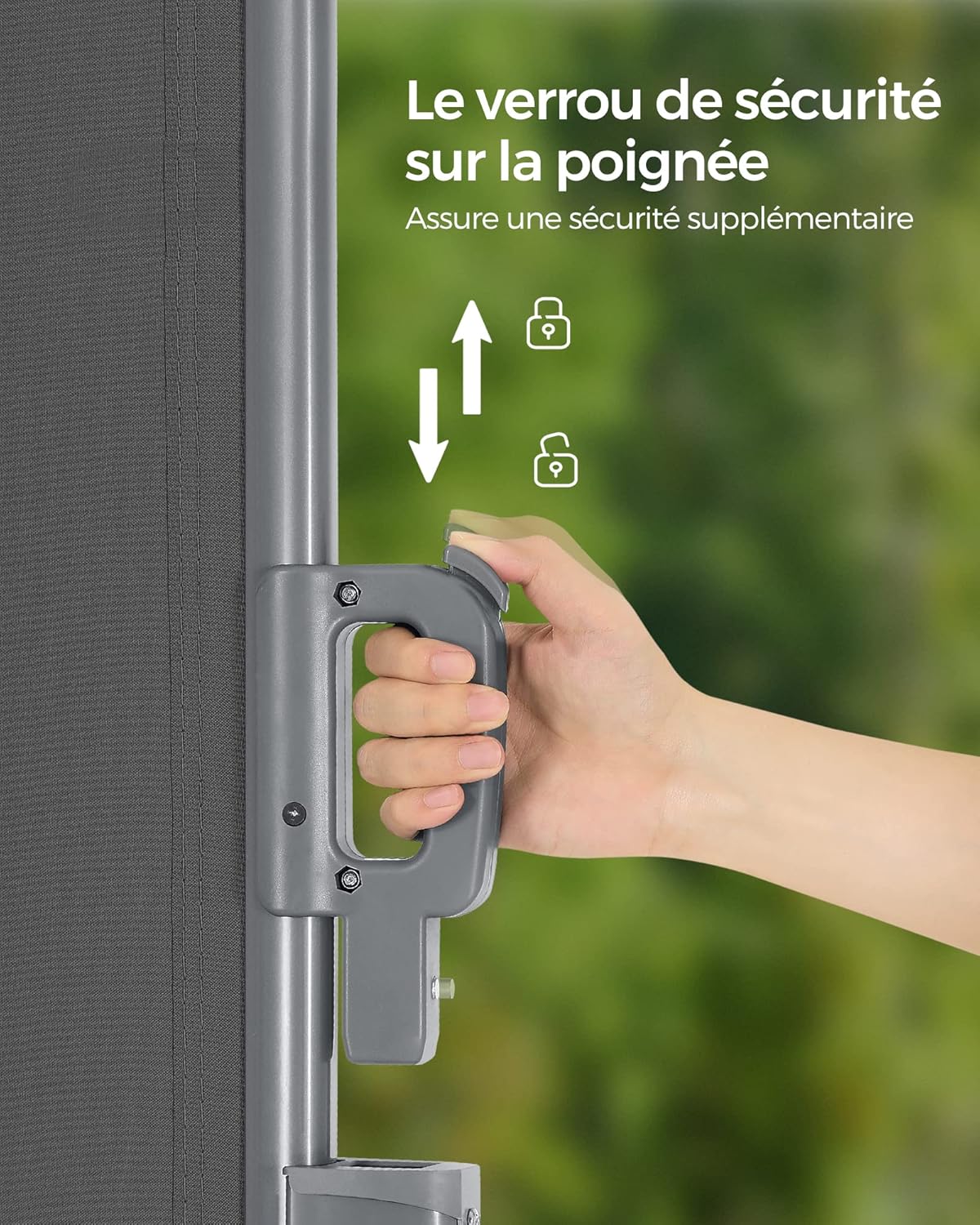 SONGMICS Store latéral en Aluminium Extensible 160 x 350 cm, Brise-Vue, Protection Solaire, occultant, pour Balcon, terrasse, Jardin, Anthracite GSA165G