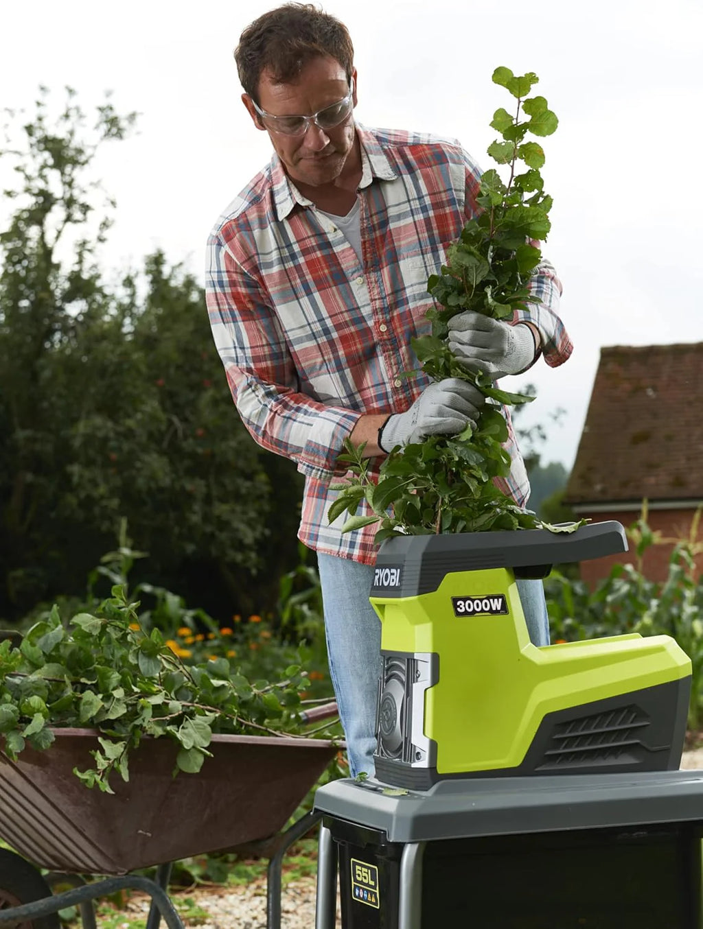 Ryobi broyeur végétaux électrique 3000W, silencieux RSH3045U