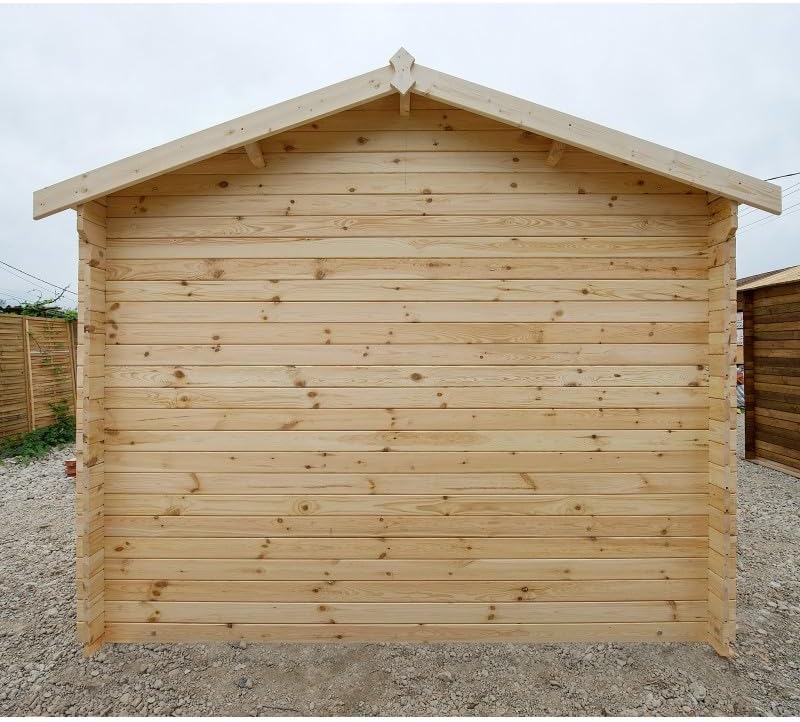 Gardy Shelter Abri de Jardin Bois Massif 9m² | Épaisseur 40mm, Marron, Toit Voliges 20mm | Rangement Extérieur avec Vitrage Verre 4mm et Portes Menuisières | Système Anti-Tempête Inclus