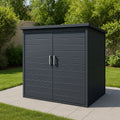 Abri de Jardin en Résine Gris Anthracite 145x82x186 cm avec Portes Doubles