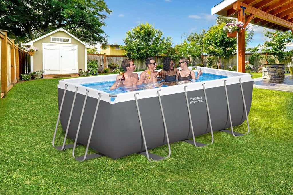 Bestway Steel Pro Max Kit Piscine Hors Sol - 412 cm x 201 cm x 122 cm - Gris foncé