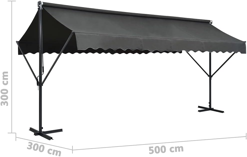 Festnight Store Double Pente 5 x 3 m Store banne Double Pente Store terrasse rétractable Inclinaison réglable pour Balcons Terrasse et Jardin-Anthracite-5 x 3 m