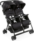 Chicco OHlalà Poussette Double Tandem, Légère Inclinable et Pliable, pour Jumeaux dès la Naissance jusqu'à 15 kg, Fermeture Compacte, Housse de Pluie Incluse, Capote Extensible – Noir