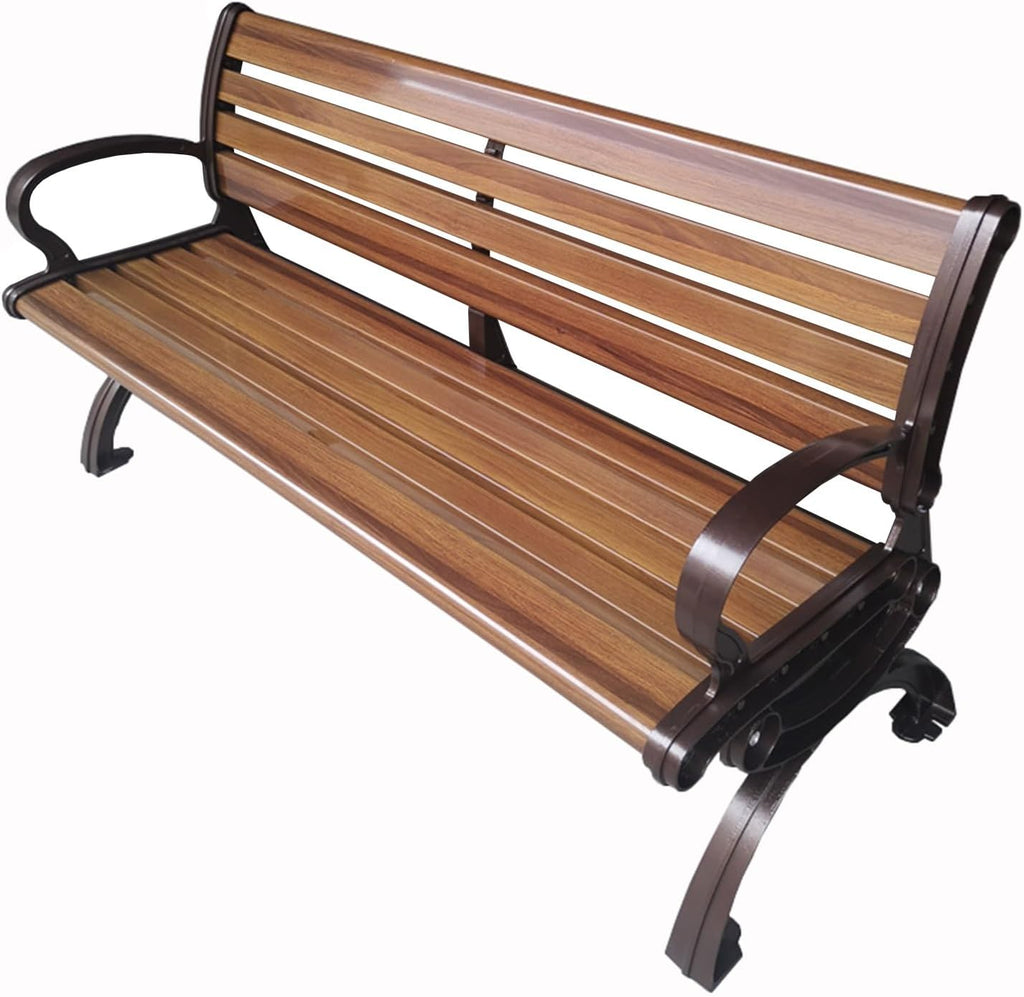 HZEPDVT Banc de Jardin en Aluminium for Trois Personnes avec Dossier et accoudoirs, résistant aux intempéries et à la Rouille, Banc de terrasse à Lattes métalliques