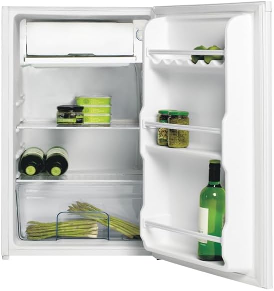 HYUNDAI Réfrigérateur Table Top 90 L Keep Fresh, Compact avec Freezer, Porte Réversible, 2 Clayettes Verre, Bac à Légumes, 41 dB (Blanc)
