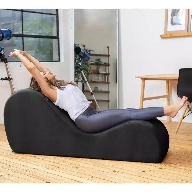 Avana Sleek Chaise Lounge for Yoga - Made in The USA - Great for Stretching, Relaxation, Exercise & More, 60D x 18W x 26H Inch, Light Grey