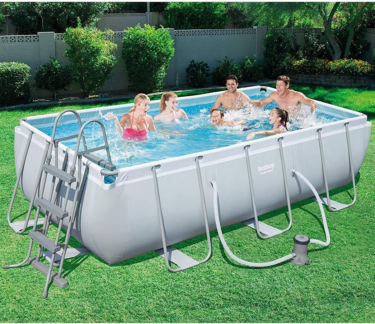 Bestway Power Steel Rectangular Pools, Grey