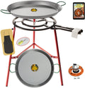 COMBOI - Kit paella, Brûleur à Gaz Butane de 50 cm, Poêles à paella de 60 cm et 42 cm, Régulateur de Gaz, Tuyau, Trépied Renforcé, Tablier et Recettes.