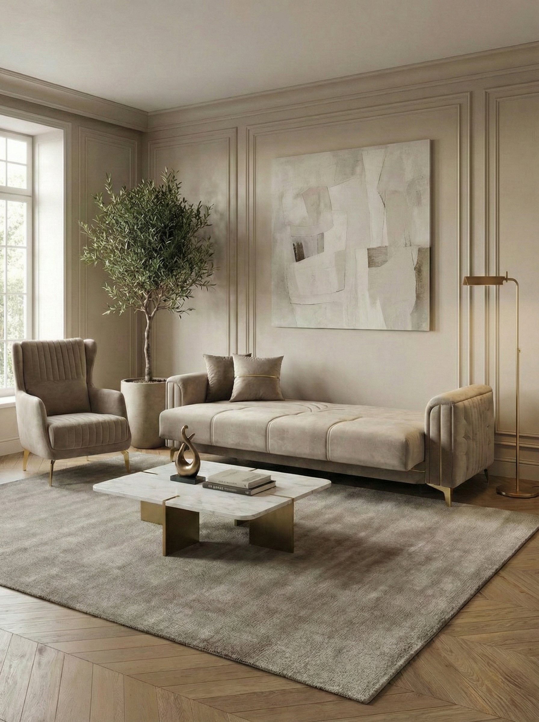 Ensemble MONTERO 3+3+1 Taupe ou Beige