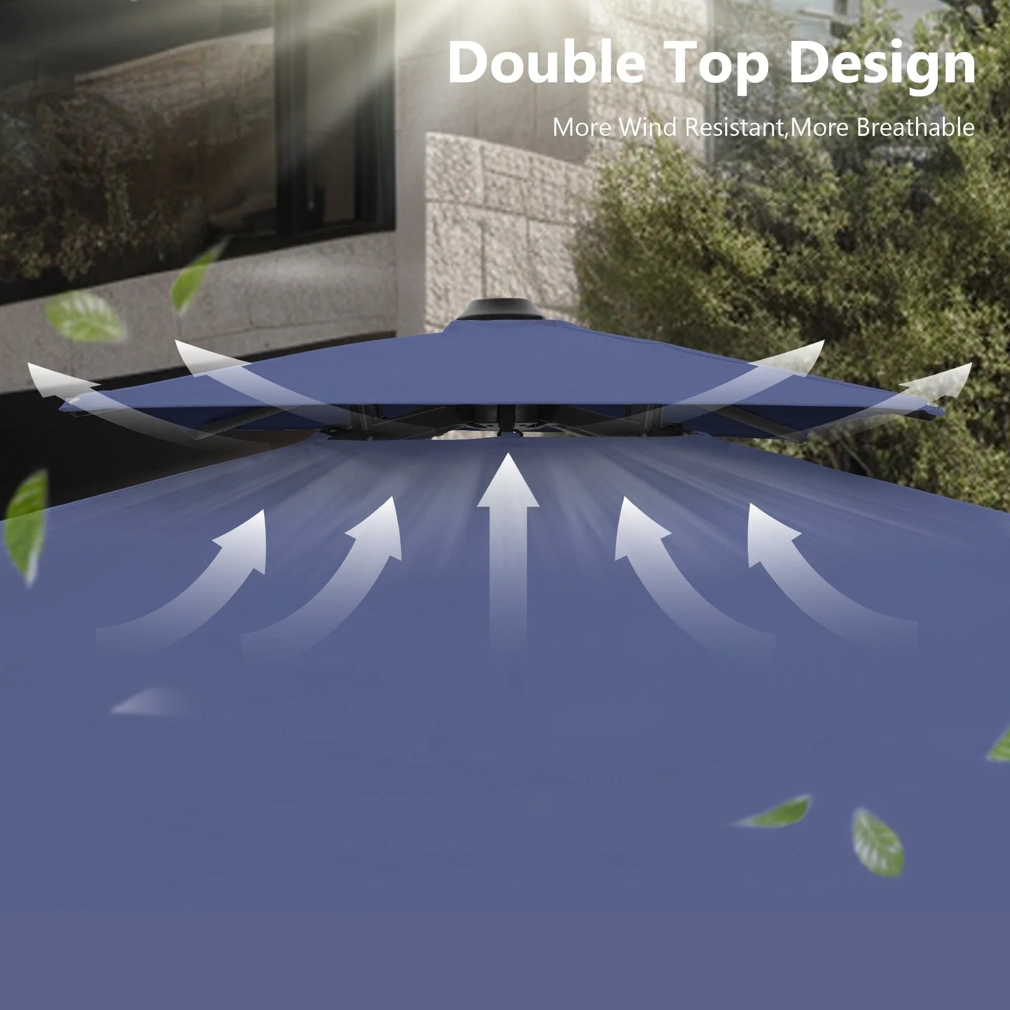 MAISON ARTS 12 FT Automatic Hydraulic Cantilever Umbrella Aluminum Pole 360 Degree Rotation