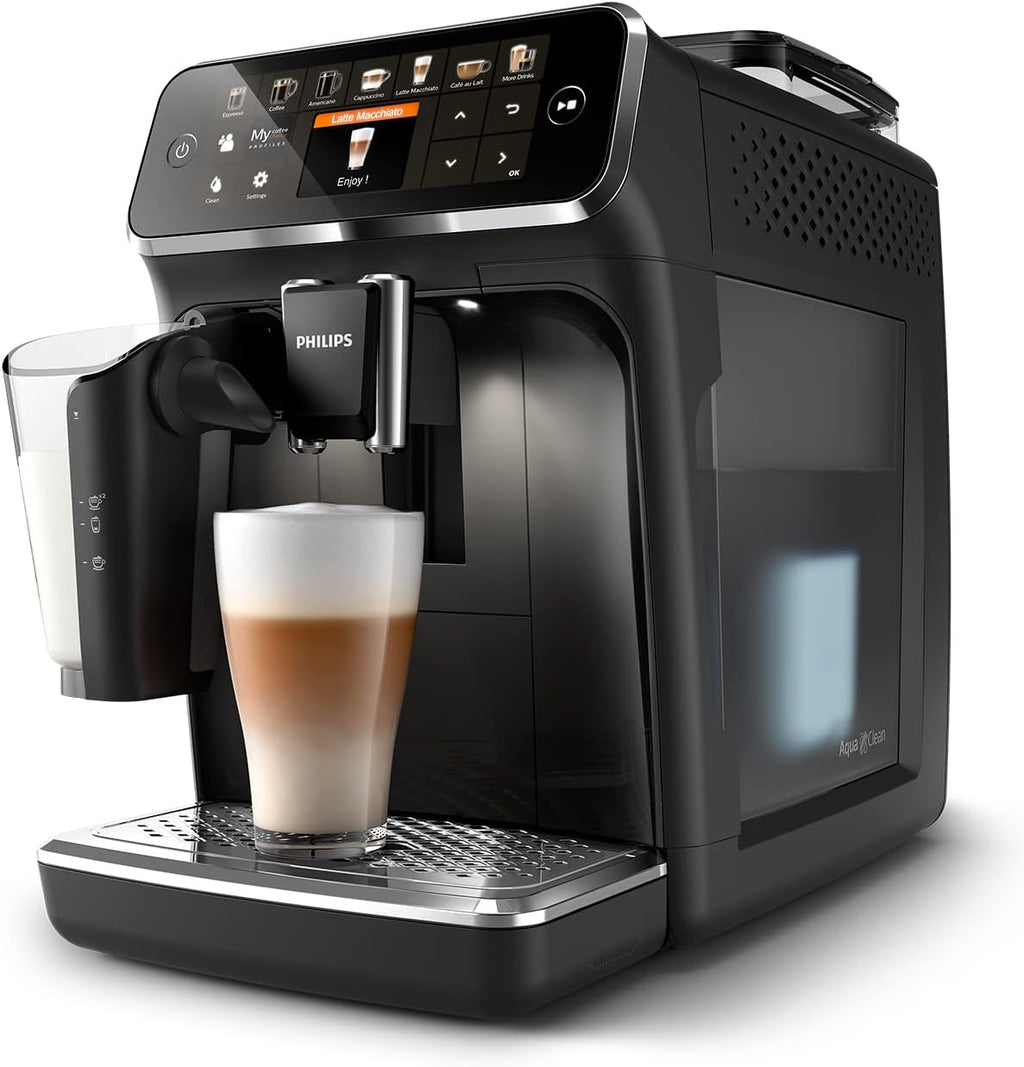 Expresso broyeur Série 5400 – 12 Spécialités de Café, Carafe LatteGo facile à nettoyer, Ecran intuitif, 4 Profils Utilisateur, Machine à café à grain Noir (EP5441/50)