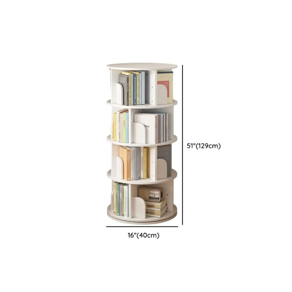 Bibliothèque cylindrique en bois brun à dos ouvert et rotative