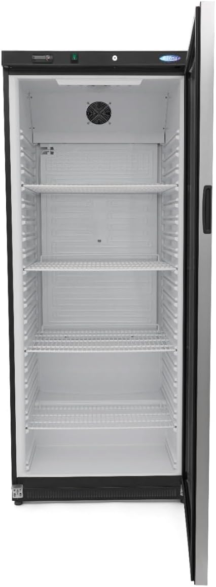 Maxima Réfrigérateur 600L Noir avec Porte Vitrée - 4 Grilles Réglables - Refroidissement Restaurant - Professionnel