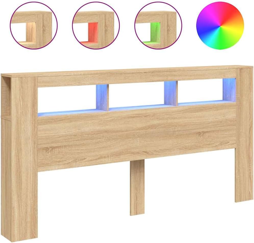 Générique Tête de lit à LED chêne Sonoma 200x18,5x103,5cm Bois ingénierie,Meubles,Lits & Accessoires,Têtes et Pieds de lit,Brun,27.5 KG,837367