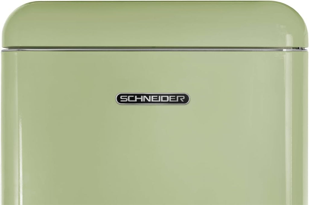 SCHNEIDER SCDD208VVA, Réfrigérateur 2 portes, 211L (172+39), Froid statique, Dégivrage automatique, 3 clayettes verre, Thermostat réglables, Pieds réglables,Vert amande