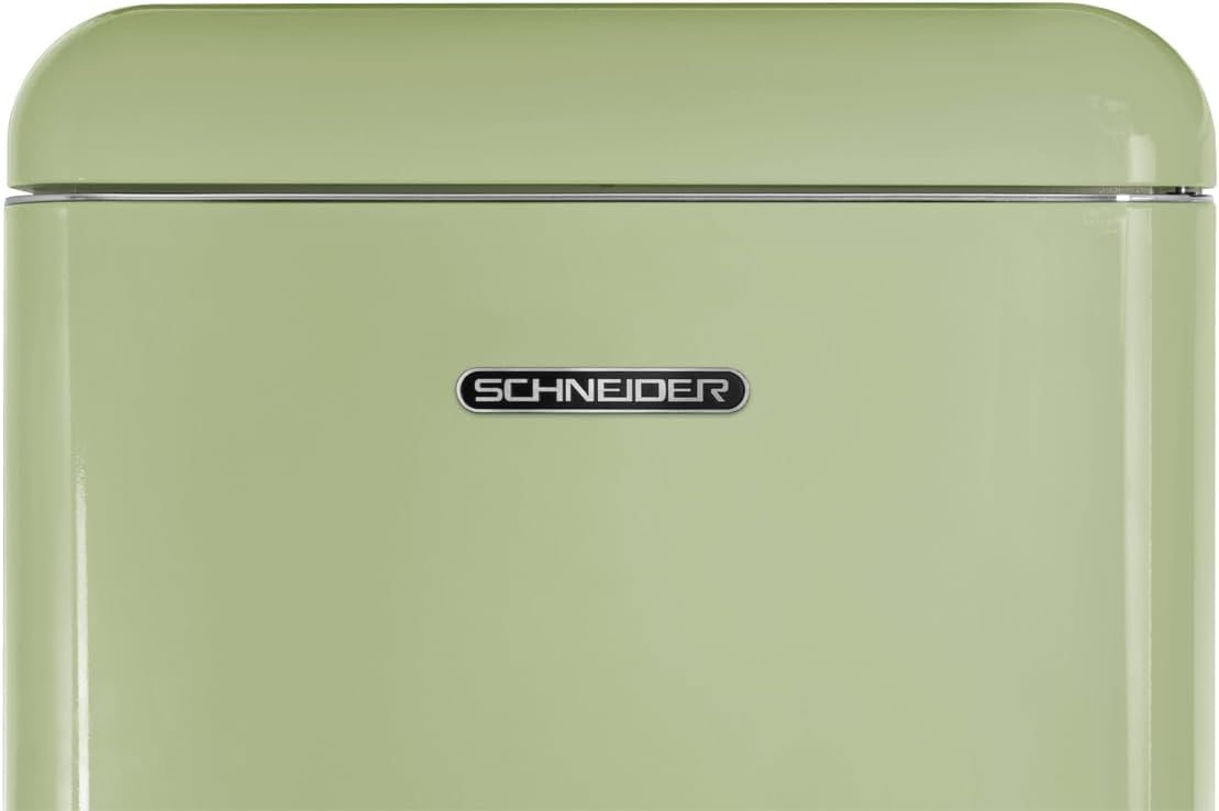 SCHNEIDER SCDD208VVA, Réfrigérateur 2 portes, 211L (172+39), Froid statique, Dégivrage automatique, 3 clayettes verre, Thermostat réglables, Pieds réglables,Vert amande