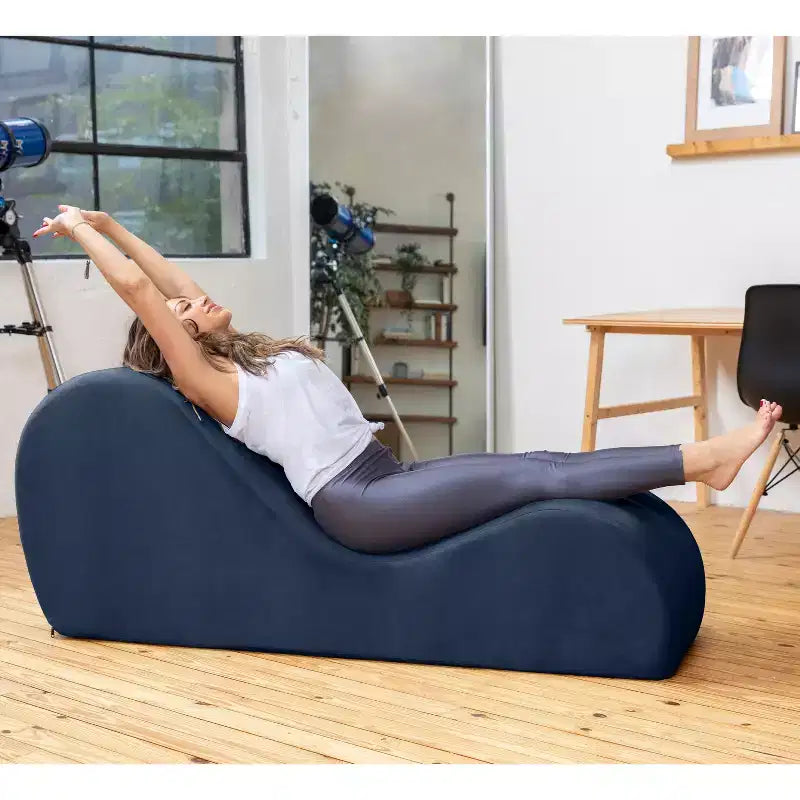 Avana Sleek Chaise Lounge for Yoga - Made in The USA - Great for Stretching, Relaxation, Exercise & More, 60D x 18W x 26H Inch, Light Grey