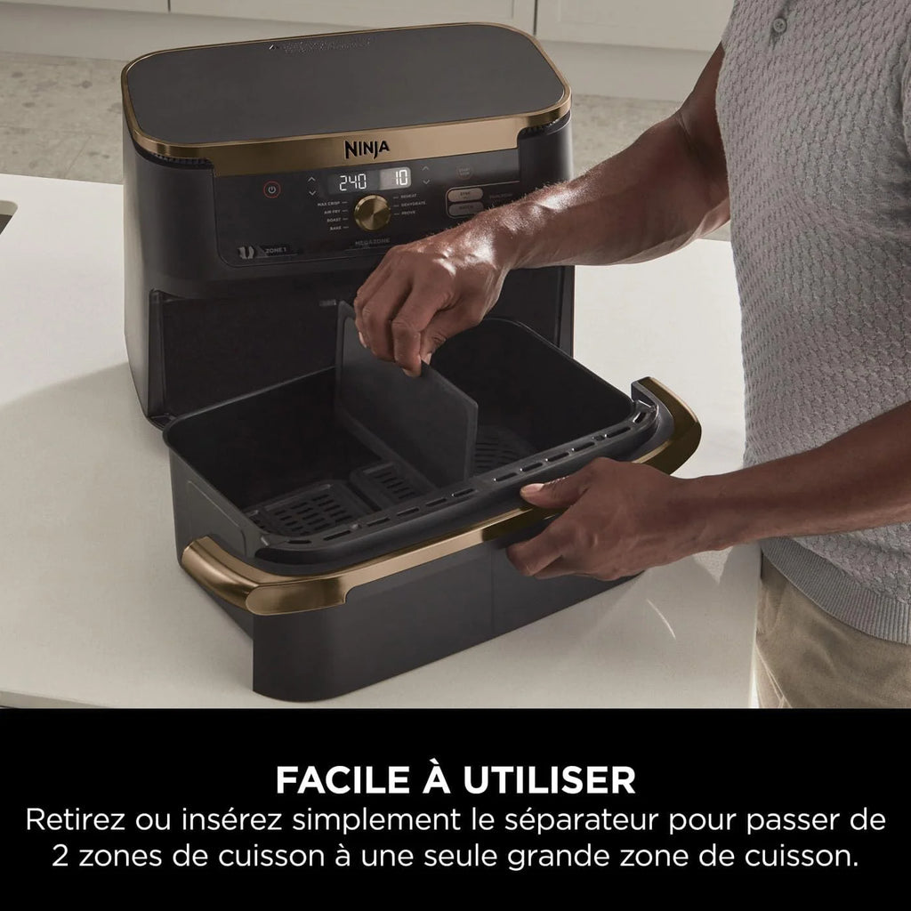 NINJA FlexDrawer air fryer 10.4L, 7-en-1, séparateur, lavable, noir/cuivre AF500EUCP