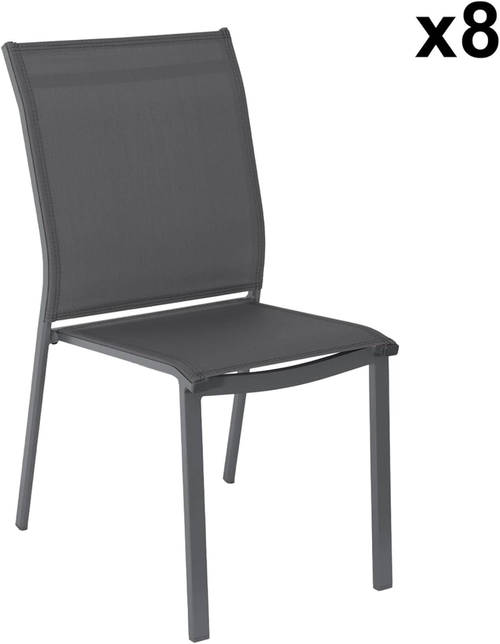sweeek - Table de Jardin Extensible Aluminium + 10 assises Aluminium et textilène Anthracite. 8 chaises. 2 fauteuils. 10 Places. 290 x 100 x 75 cm