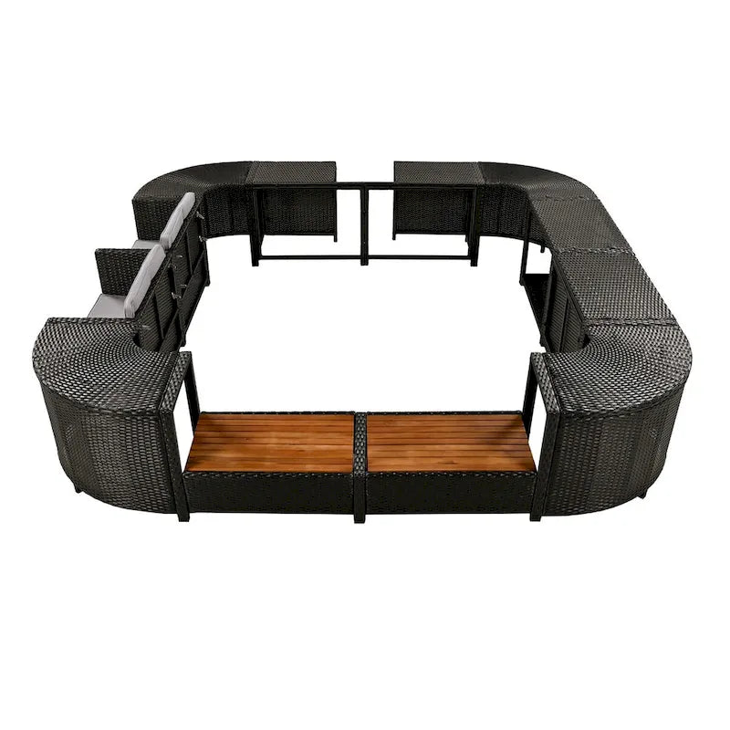 Spa Surround Spa Frame Quadrilateral Outdoor Rattan Sectional Sofa Set
