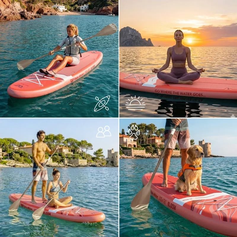WOW Bloom 11.0 Sup Gonflable Paddle 335 cm x 84 cm – Stand Up Paddle Stable 2–3 Personnes, Pack Complet avec Pagaie 2en1 Kayak, Drop Stitch Renforcé, Charge 170 kg, Débutant à Intermédiaire