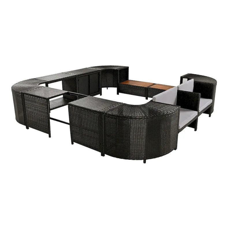 Spa Surround Spa Frame Quadrilateral Outdoor Rattan Sectional Sofa Set