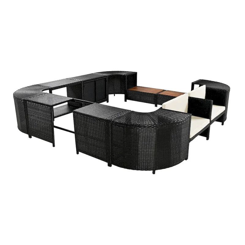 Spa Surround Spa Frame Quadrilateral Outdoor Rattan Sectional Sofa Set