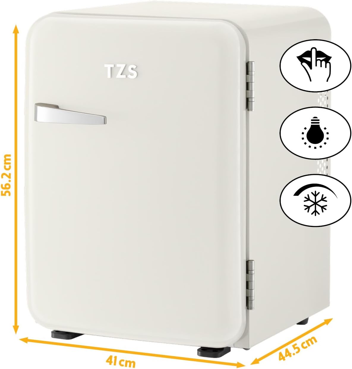 TZS First Austria - Mini Réfrigérateur Rétro 40L silencieux - Petit Minifrigo design vintage avec lumière intérieure et 2 compartiments de porte - Minibar pour camping, bureau, chambre & hôtel - Crème