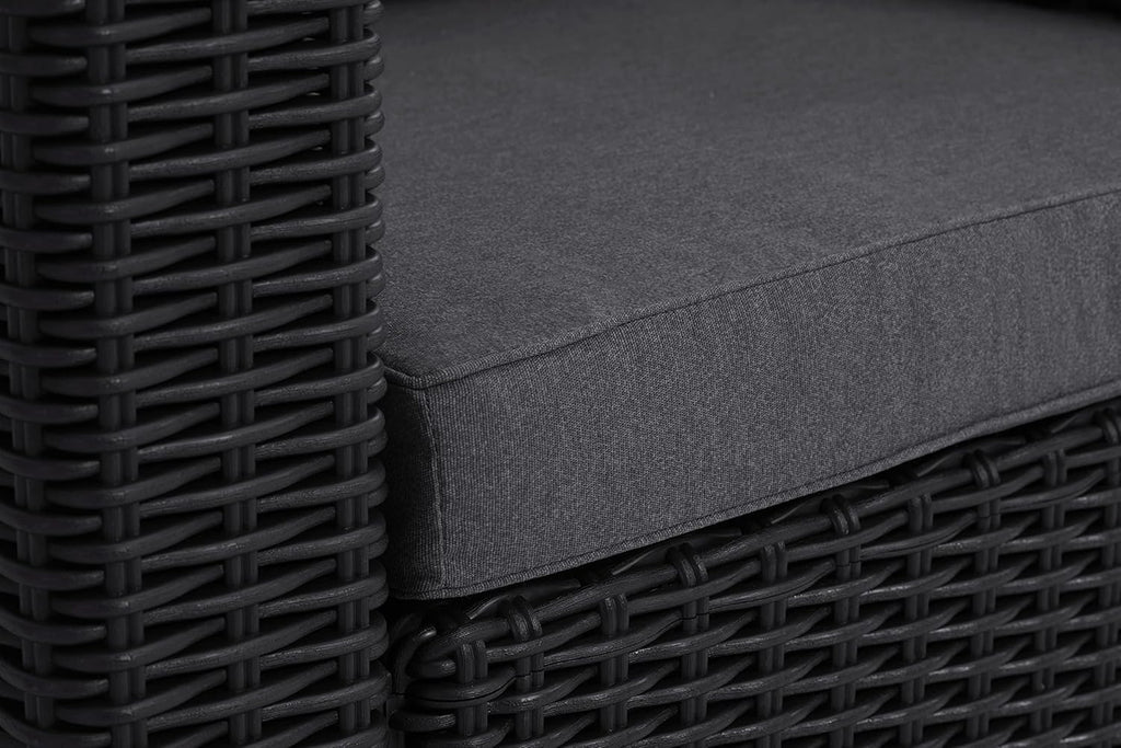 Allibert by Keter California Canapé de Jardin 3 Places avec Coussins d'assise et de Dossier, en Plastique, Aspect rotin, Rond, Graphite/Gris Froid, 199 x 68 x 72 cm