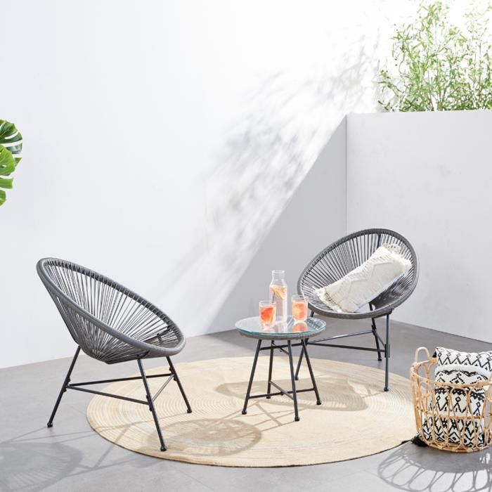 ACAPULCO - Ensemble de 2 fauteuils et table basse vert