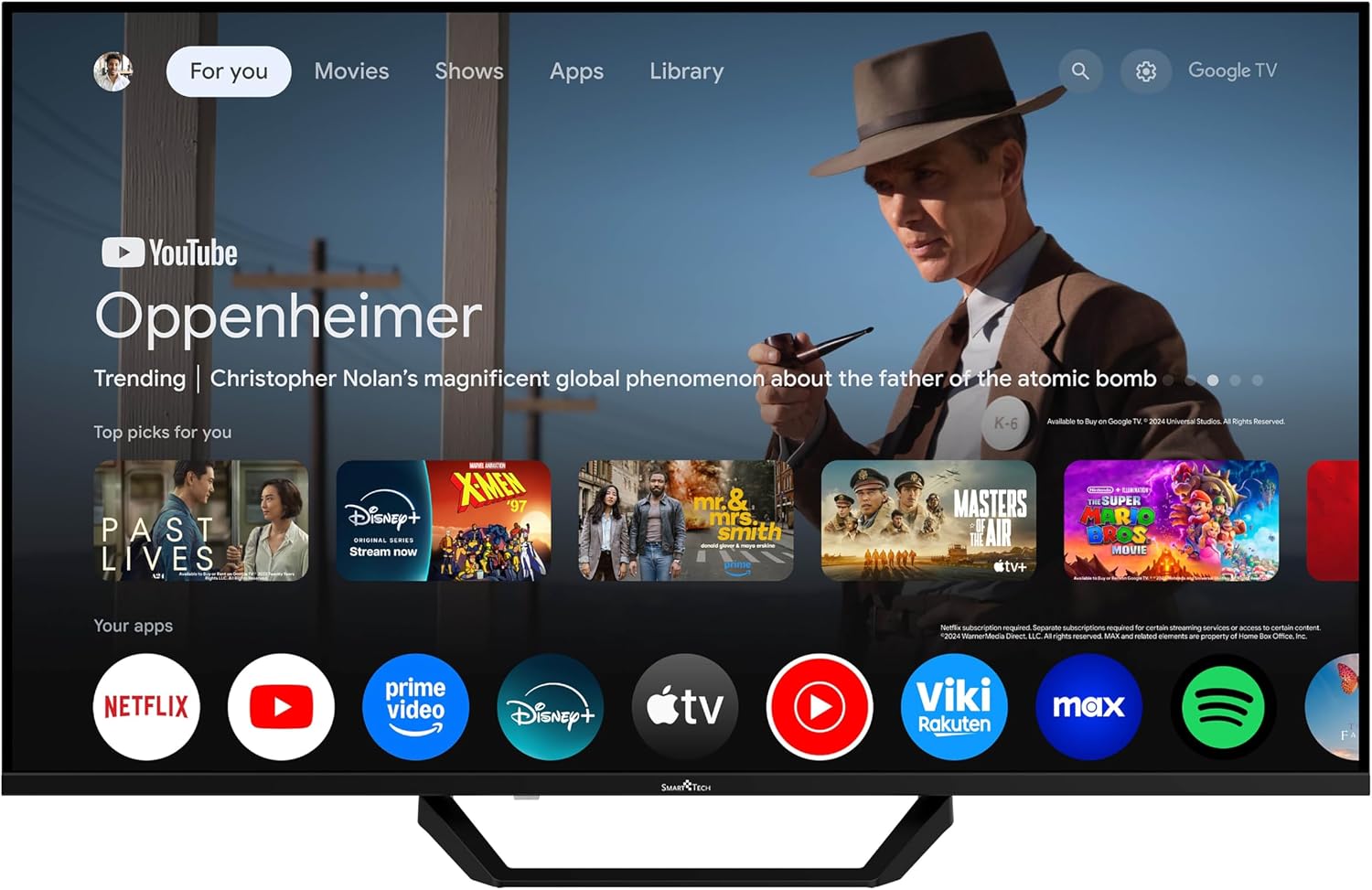 Smart Tech QLED 43QG06V2 Téléviseur Google TV HDR avec résolution 4K UHD, Bluetooth et Triple Tuner, Smart TV 43QG06V2 (2026)