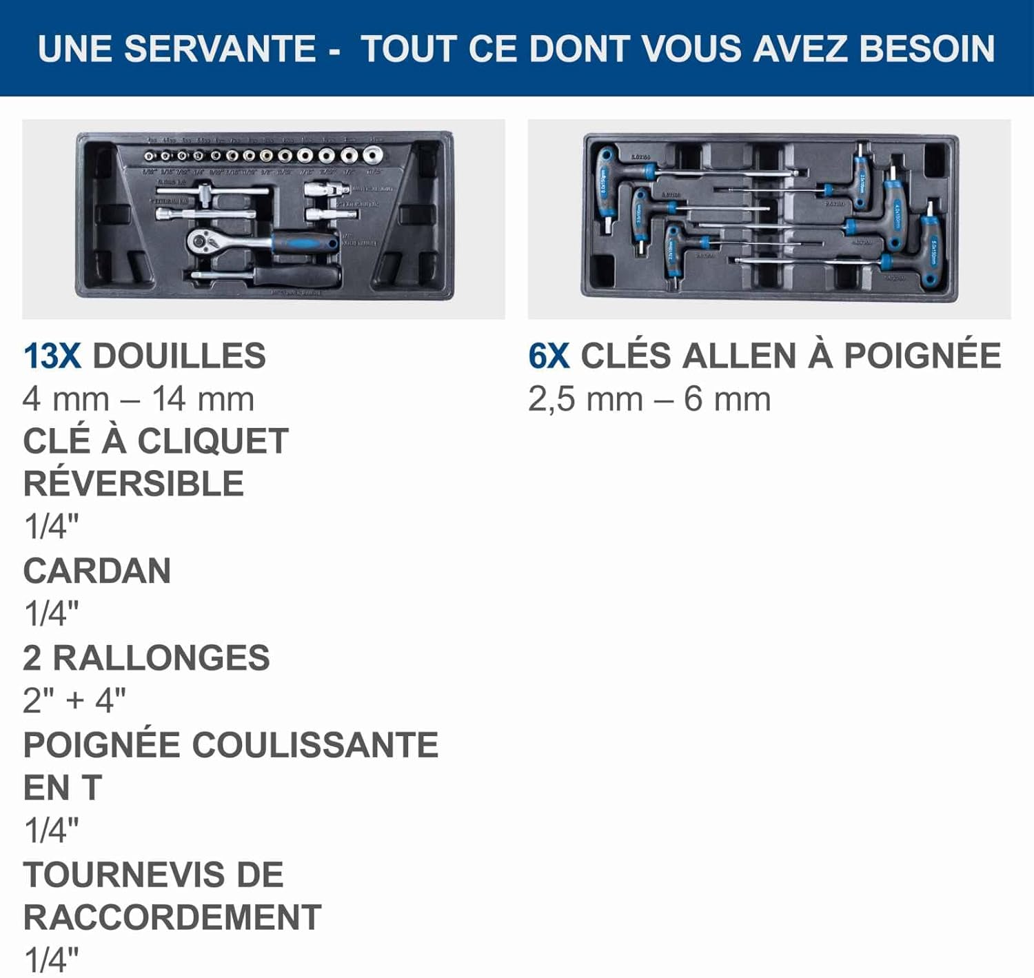 Scheppach Servante d'atelier Toute équipée TW1100-70 Outils - 4 roulettes - verrouillable et Mobile - 7 tiroirs