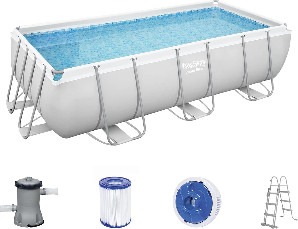 Bestway Ensemble de piscine rectangulaire Power Steel 404x201x100 cm