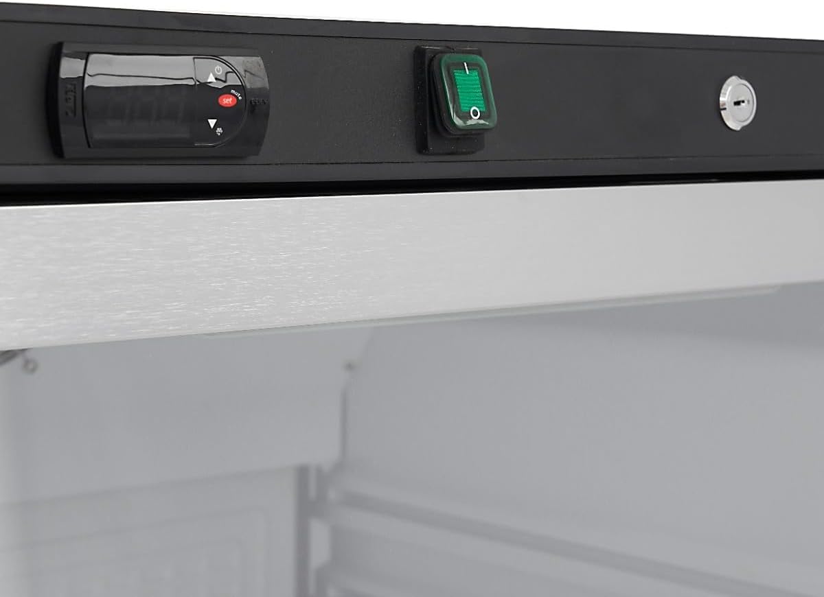 Maxima Réfrigérateur 600L Noir avec Porte Vitrée - 4 Grilles Réglables - Refroidissement Restaurant - Professionnel